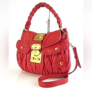 Miu Miu Red Shoulder Bag with Gold Accents